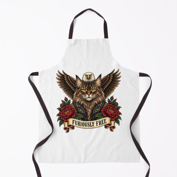 Item preview, Maine Coon Biker Cat Furiously Free Eagle  designed and sold by Old's Cool Cat Studio.