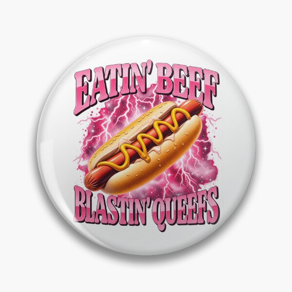 Item preview, Eatin Beef Hot Dog Retro Pink Lightning Funny Meme Design designed and sold by JaPanAnimeSh8.