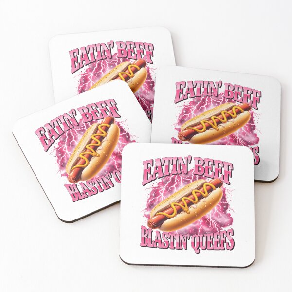 Item preview, Eatin Beef Hot Dog Retro Pink Lightning Funny Meme Design designed and sold by JaPanAnimeSh8.
