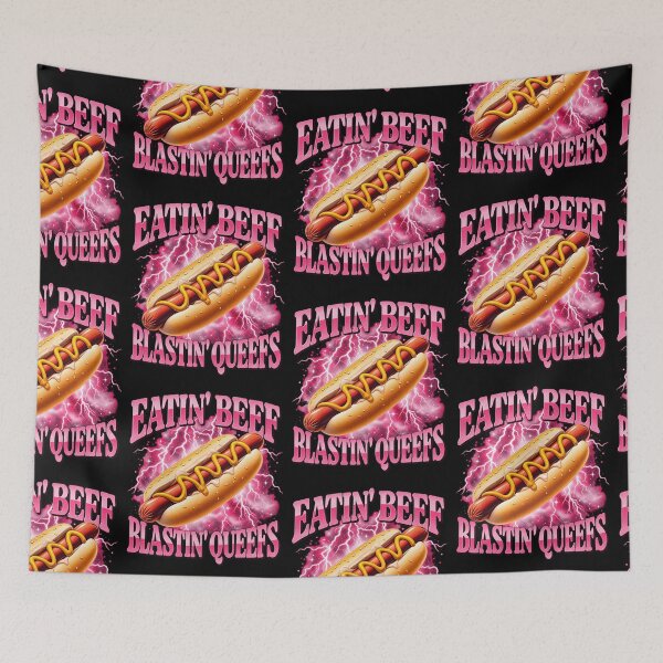 Item preview, Eatin Beef Hot Dog Retro Pink Lightning Funny Meme Design designed and sold by JaPanAnimeSh8.