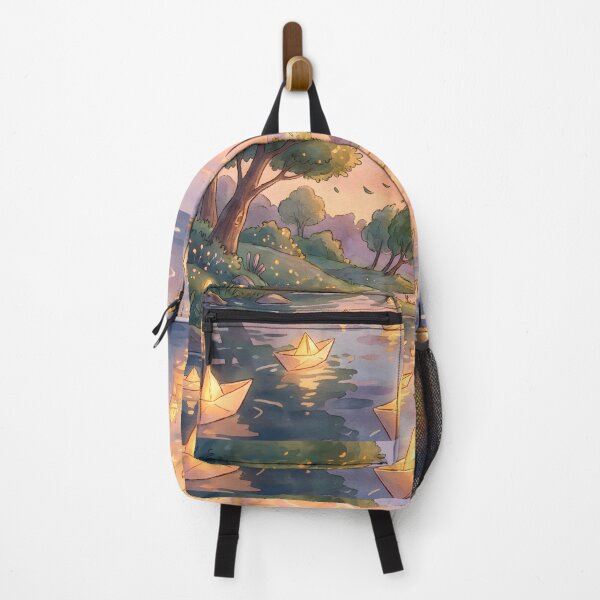 Item preview, Floating Paper Boats Dreamy Lake Nature Art designed and sold by Glitchart66.