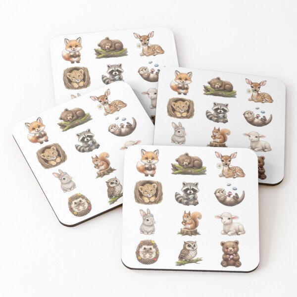 Item preview, Cute Watercolor Forest Baby Animals Sticker Set designed and sold by Rehnair.