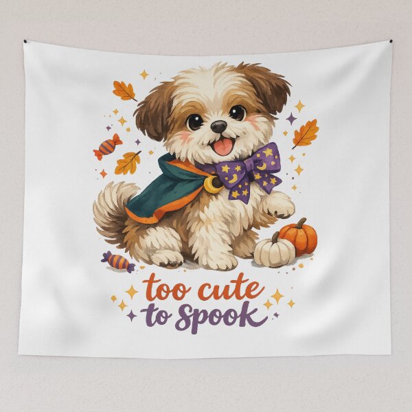Item preview, Too Cute to Spook Cute Halloween Puppy Pumpkin Spooky Season Dog Art designed and sold by inkoutninja.