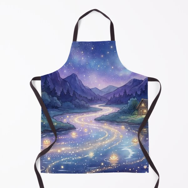 Item preview, Stardust River Moonlit Night Landscape Art designed and sold by Glitchart66.