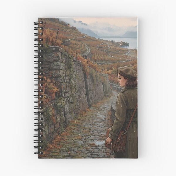 Item preview, Lavaux Vineyard in Autumn Rain, Switzerland Travel Art Print, Cozy Lo-Fi Aesthetic, Swiss Alps Lake Geneva Landscape Poster designed and sold by SOOstudio73.