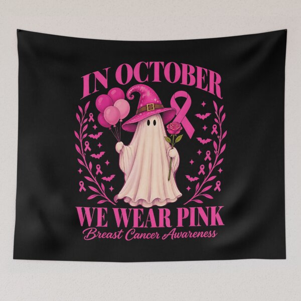 Item preview, In October We Wear Pink Halloween Ghost designed and sold by VioletNance.