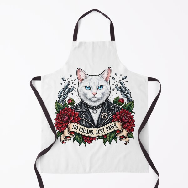 Item preview, White Biker Cat No Chains Just Paws  designed and sold by Old's Cool Cat Studio.