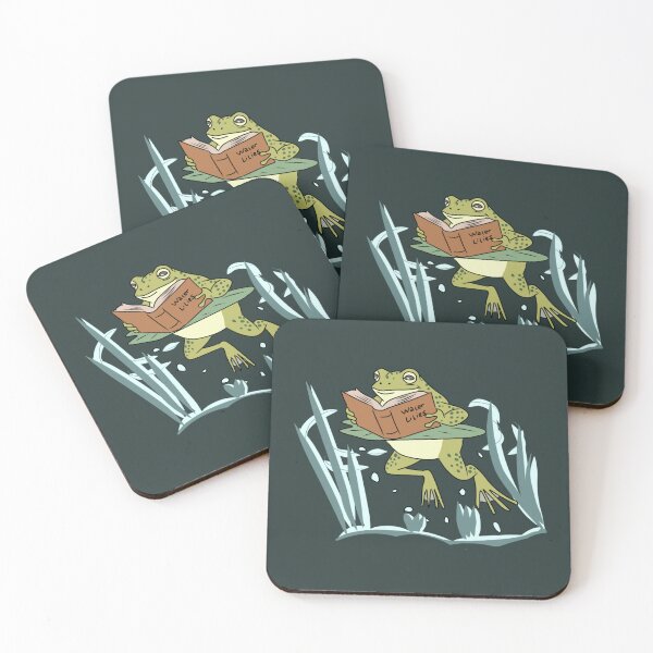 Item preview, Frog Reading Water Lilies Book Goblincore Aesthetic Art  designed and sold by LeshanArt.
