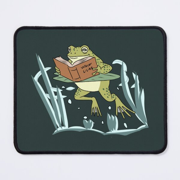 Item preview, Frog Reading Water Lilies Book Goblincore Aesthetic Art designed and sold by LeshanArt.