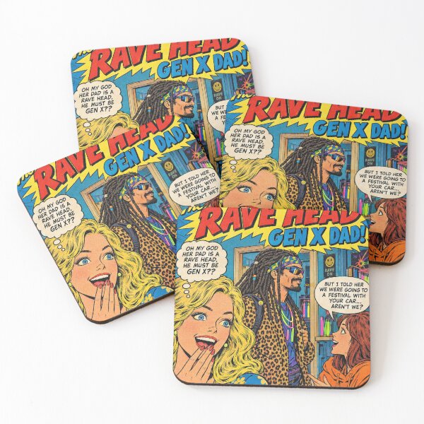 Item preview, The Rave Head Gen X Dad - Funny 90s Rave Festival Comic Art designed and sold by BRTHRCNK01.