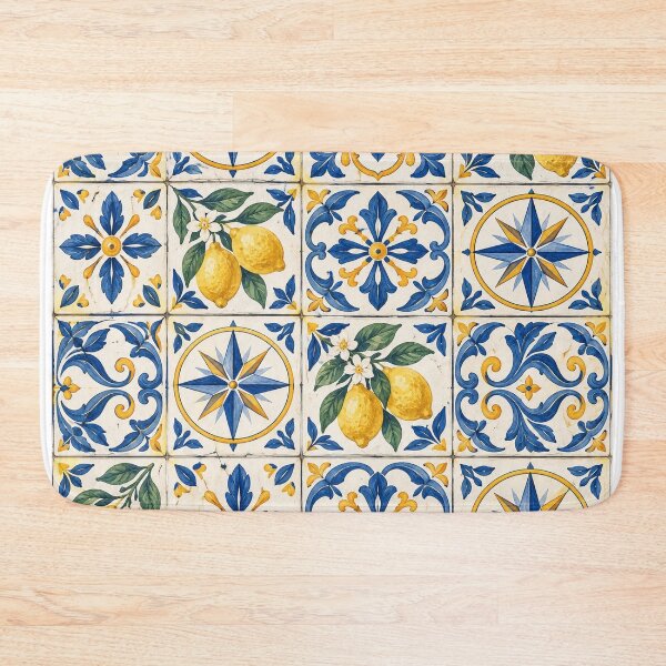 Item preview, Mediterranean Lemon & Blue Tile designed and sold by CJJRCollections.