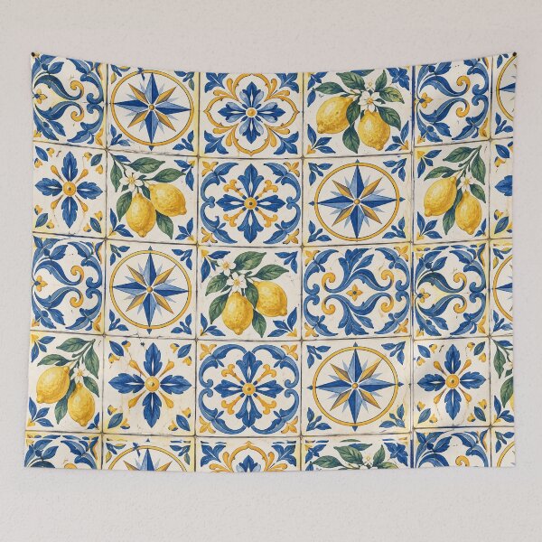 Item preview, Mediterranean Lemon & Blue Tile designed and sold by CJJRCollections.