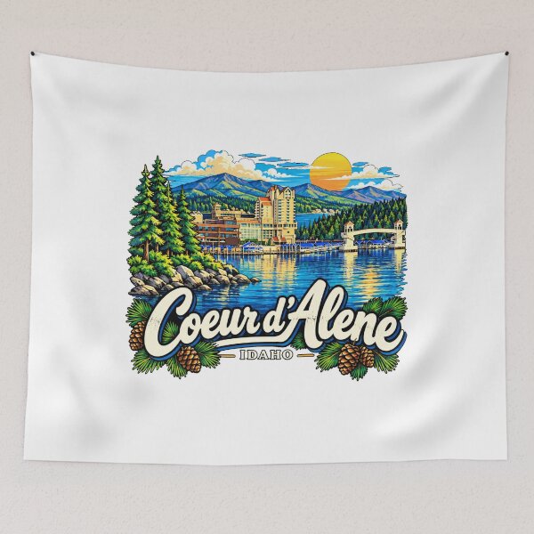 Item preview, Hand Drawn Coeur d'Alene Idaho Travel Souvenir Landmark Gift designed and sold by MichaeIRellov.