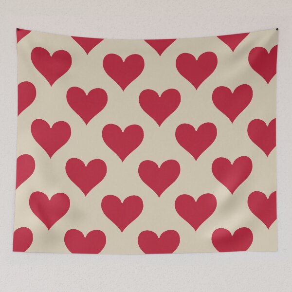 Item preview, X-Large Red Hearts Seamless Pattern Cream Vintage Valentine Love designed and sold by DColourMuse.