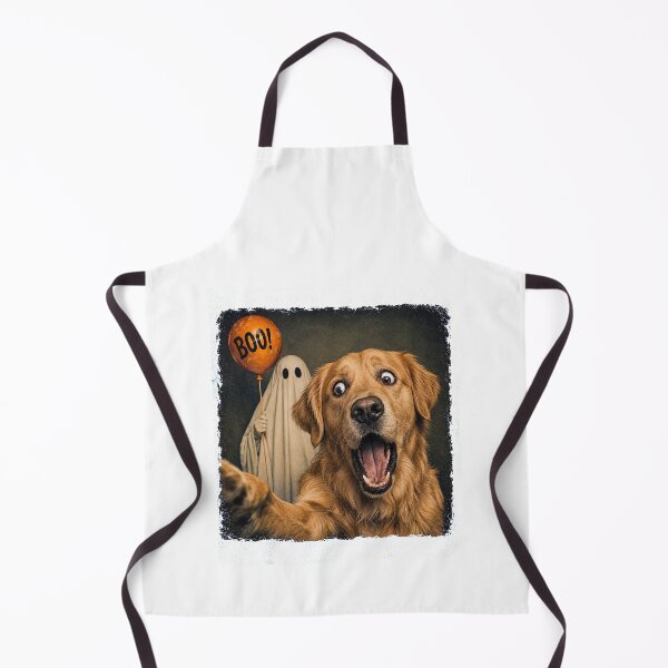 Item preview, Surprised Golden Retriever with Ghost Halloween designed and sold by MassonCalepon.