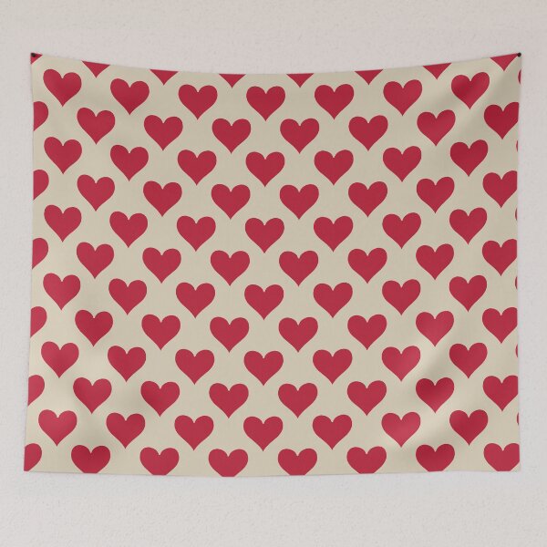 Item preview, Large Red Hearts Seamless Pattern Cream Vintage Valentine Love designed and sold by DColourMuse.