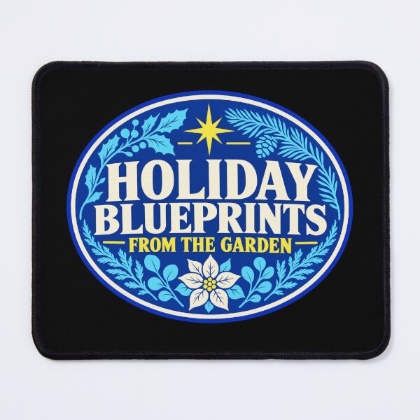 Item preview, Holiday Blueprints From The Garden Botanical Cyanotype Badge designed and sold by DreamLayerStudio.
