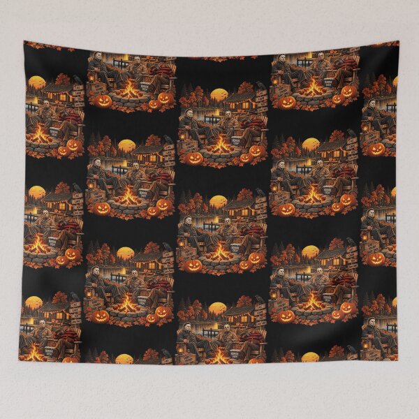Item preview, Autumn Lake Campfire Slasher Crew Spooky Halloween Design designed and sold by DevilMayCrySh.