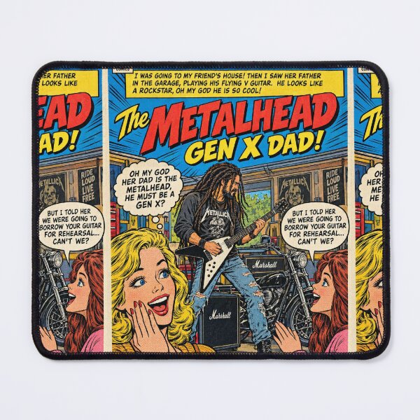 Item preview, The Metalhead Gen X Dad - Funny Flying V Guitar Comic Art designed and sold by BRTHRCNK01.