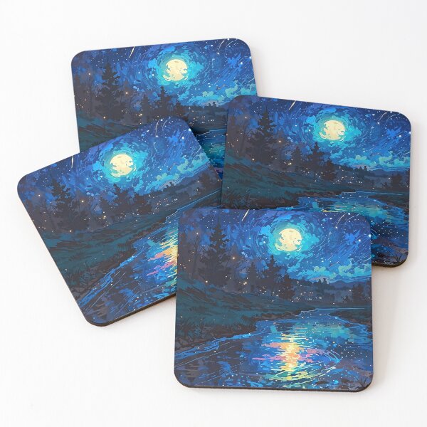 Item preview, River and Stars Surreal Night Landscape Art designed and sold by Glitchart66.