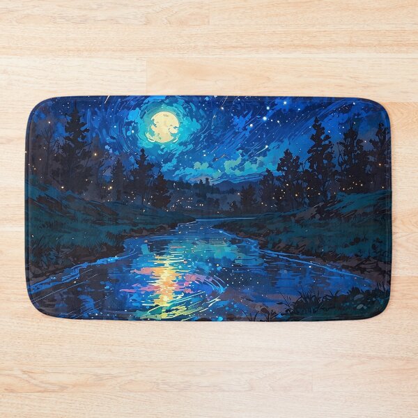 Item preview, River and Stars Surreal Night Landscape Art designed and sold by Glitchart66.