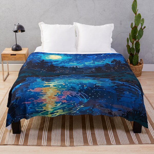 Item preview, River and Stars Surreal Night Landscape Art designed and sold by Glitchart66.