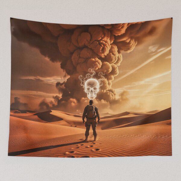 Item preview, The Skull in the Storm – Surreal Desert Fantasy Art designed and sold by Marcu Ioachim.