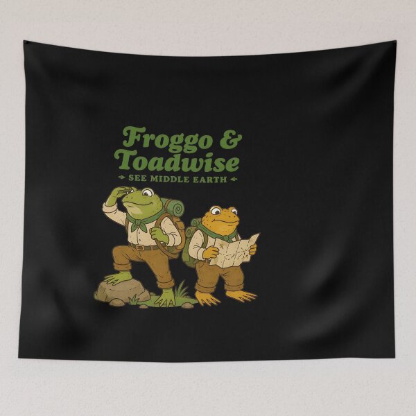 Item preview, Froggo & Toadwise Adventure Funny Frog Hiking Vintage Cartoon designed and sold by BuncoHearas.