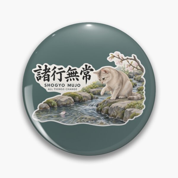 Item preview, Shogyo Mujo 諸行無常 Japanese Cat Sticker – Embrace the Flow of Change designed and sold by KOTOWA.