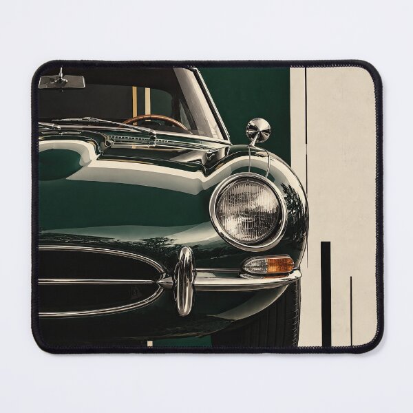 Item preview, Classic green car parked in a modern garage with colored walls designed and sold by Jerhus.