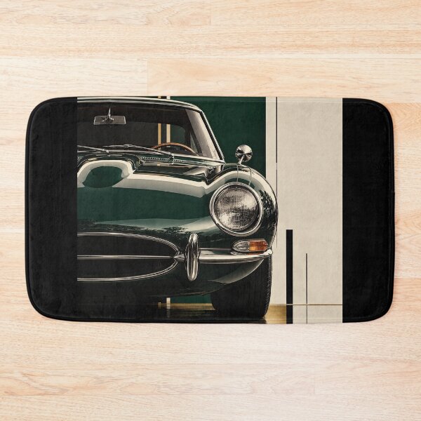 Item preview, Classic green car parked in a modern garage with colored walls designed and sold by Jerhus.