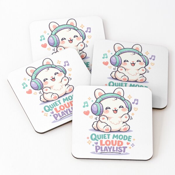 Item preview, Quiet Mode Loud Playlist Cute Rabbit Headphones Music Lover Kawaii Bunny Art designed and sold by inkoutninja.