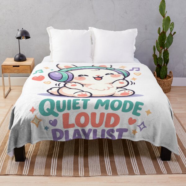 Item preview, Quiet Mode Loud Playlist Cute Rabbit Headphones Music Lover Kawaii Bunny Art designed and sold by inkoutninja.
