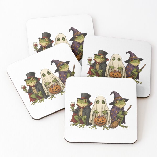 Item preview, Halloween Frog Trio Cute Spooky Frogs Vampire Ghost Witch designed and sold by BuncoHearas.