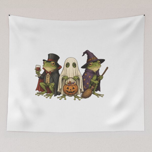 Item preview, Halloween Frog Trio Cute Spooky Frogs Vampire Ghost Witch designed and sold by BuncoHearas.