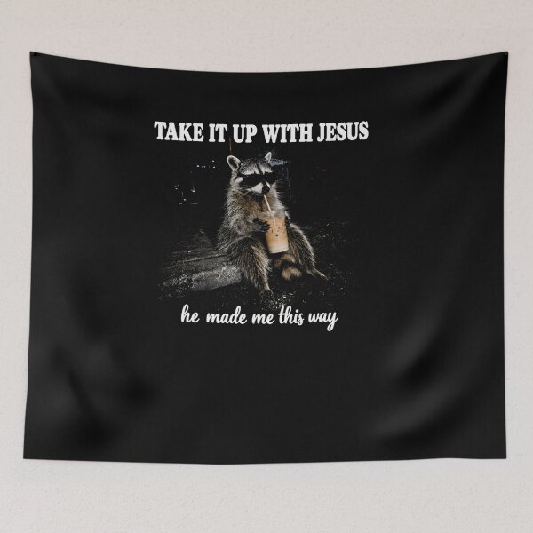 Item preview, Take It Up With Jesus Funny Raccoon Christian Faith Humor designed and sold by design-sopsunil.