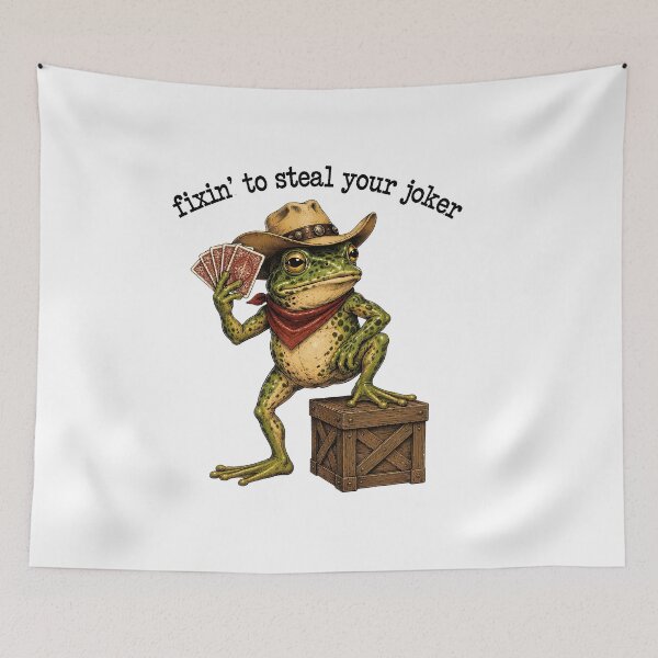 Item preview, Fixin' To Steal Your Joker Funny Cowboy Frog Poker designed and sold by BuncoHearas.