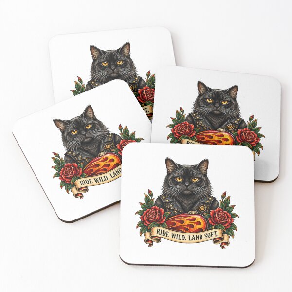 Item preview, Black Biker Cat Ride Wild Land Soft Motorcycle  designed and sold by Old's Cool Cat Studio.
