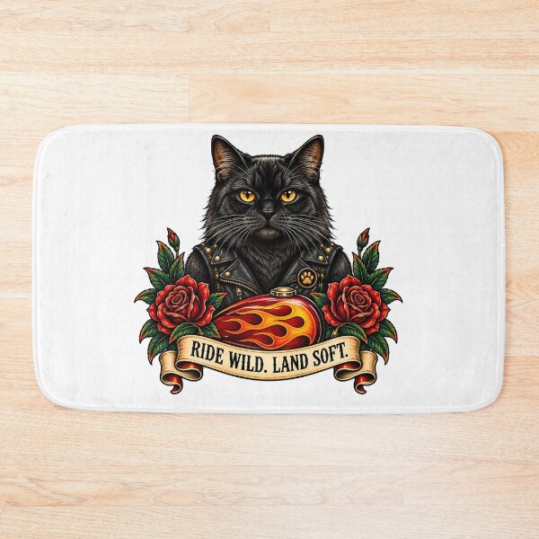 Item preview, Black Biker Cat Ride Wild Land Soft Motorcycle  designed and sold by Old's Cool Cat Studio.