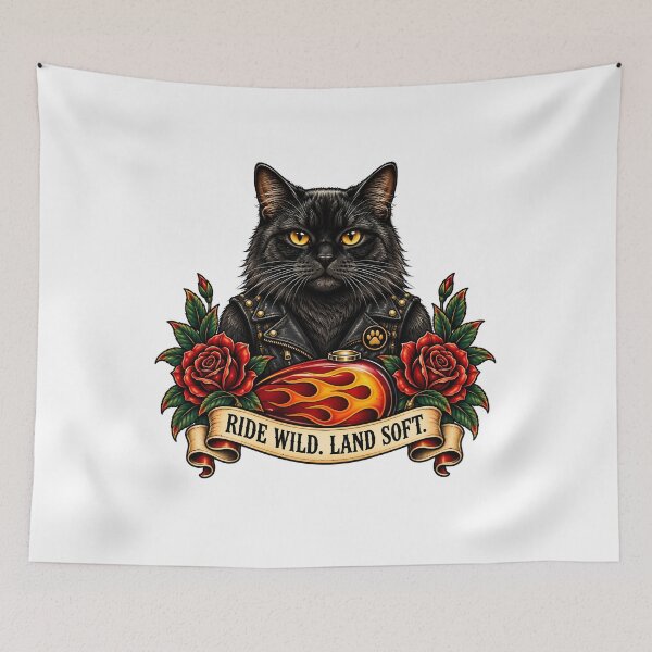 Item preview, Black Biker Cat Ride Wild Land Soft Motorcycle  designed and sold by Old's Cool Cat Studio.