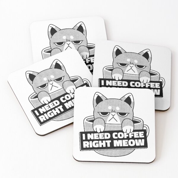 Item preview, I Need Coffee Right Meow | Funny Sleepy Cat Coffee Pun designed and sold by Nobody Shadow Art.