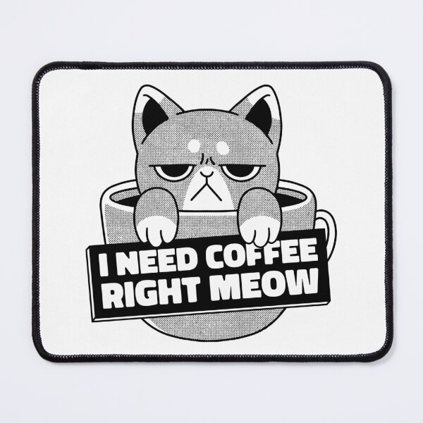 Item preview, I Need Coffee Right Meow | Funny Sleepy Cat Coffee Pun designed and sold by Nobody Shadow Art.