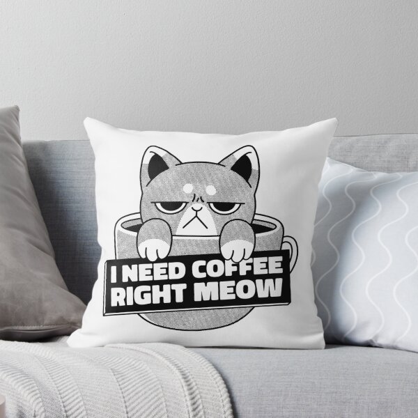 Item preview, I Need Coffee Right Meow | Funny Sleepy Cat Coffee Pun designed and sold by Nobody Shadow Art.