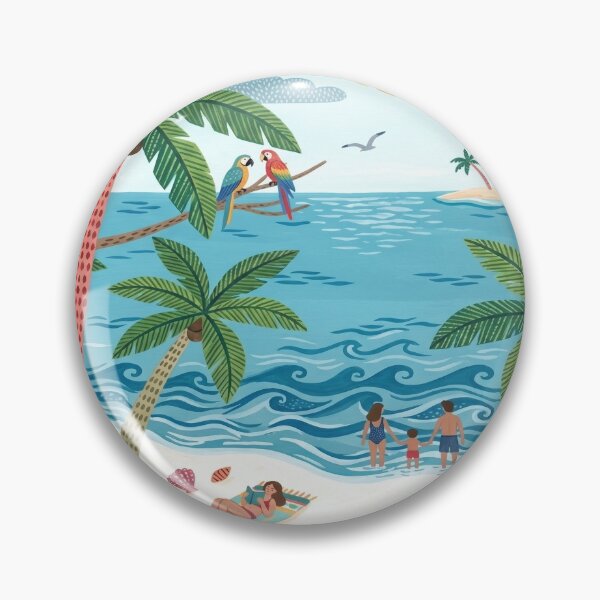 Item preview, Sunny Beach Day - Tropical Coast Folk Gouache Illustration designed and sold by robertronda1.