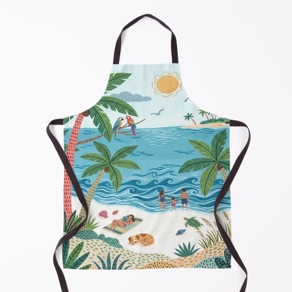 Item preview, Sunny Beach Day - Tropical Coast Folk Gouache Illustration designed and sold by robertronda1.