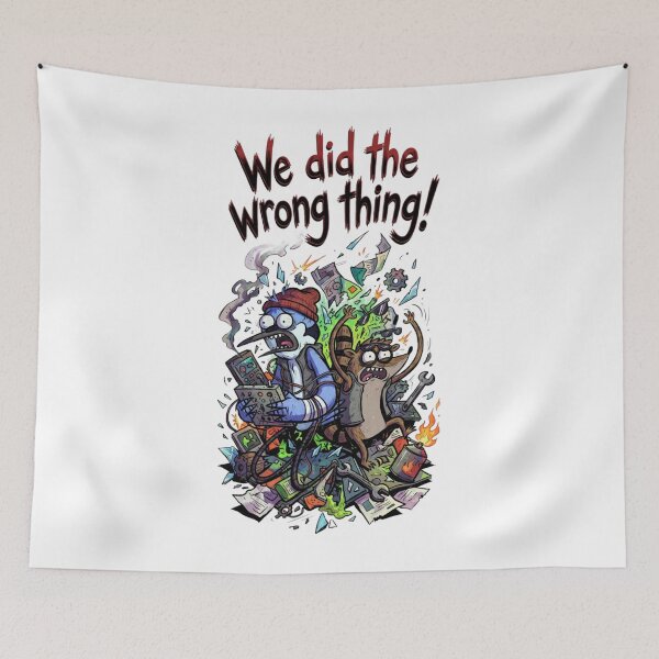 Item preview, Mordecai And Rigby We Did The Wrong Thing Explosion Regular Show Fan Art Classic  designed and sold by circliqueart.