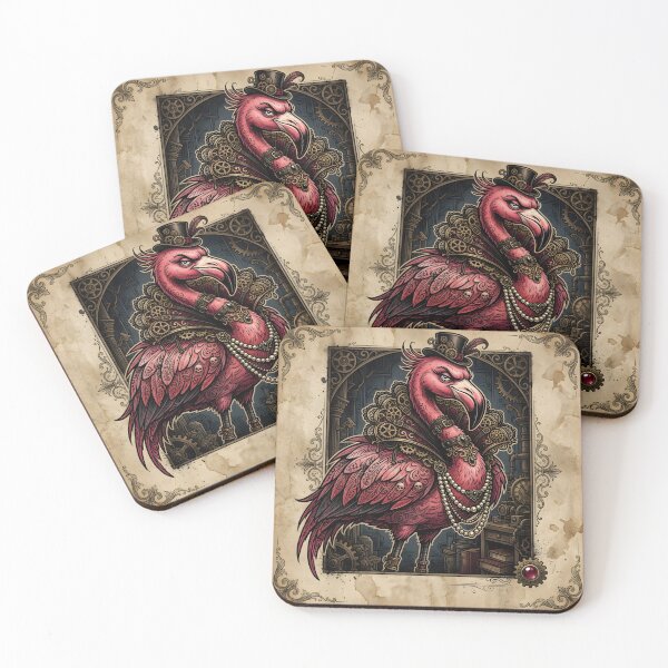 Item preview, The Crimson Gearmaster – Steampunk Flamingo. designed and sold by nicky2342.