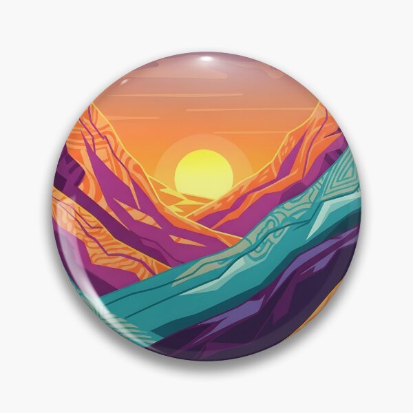Item preview, Colorful Geometric Sun Mountain Modern Boho Art designed and sold by Glitchart66.