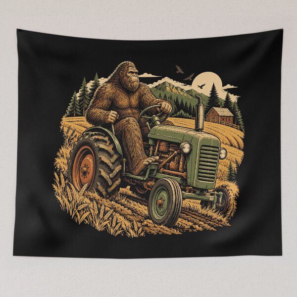 Item preview, Bigfoot Farmer Riding Tractor Funny Farming designed and sold by roni-harbor.