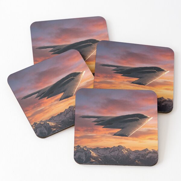 Item preview, B-2 Spirit Banking Over Mountains at Sunset designed and sold by Airpower Art.